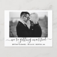 Calligraphy Getting Married Save The Date BW Photo
