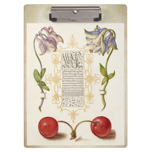 Calligraphy gilded hand writing columbine cherry clipboard (Front)