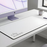 Calligraphy Girly Luxury White Desk Mat<br><div class="desc">Transform your workspace with a personalized desk mat that combines elegance and function. Featuring your name in a luxurious blend of calligraphy and serif font, this desk mat brings a refined, feminine touch to any setting. Ideal for business, school, or even your bedroom, it protects your desk while adding a...</div>