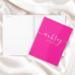 Calligraphy Girly Modern Pink Planner<br><div class="desc">Minimalist features name in modern handwriting font.</div>