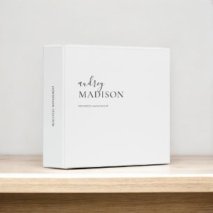 Calligraphy Girly White 3 Ring Binder