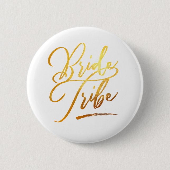 Calligraphy Gold Brides tribe elegant 2 Inch Round Button (Front)