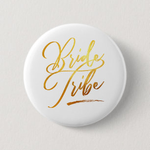 Calligraphy Gold Brides tribe elegant 2 Inch Round Button