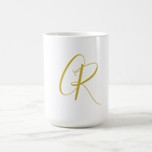 Calligraphy Gold Color Monogram Modern Minimalist  Coffee Mug