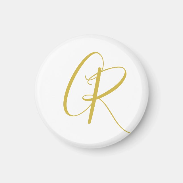 Calligraphy Gold Color Monogram Modern Minimalist  Magnet (Front)