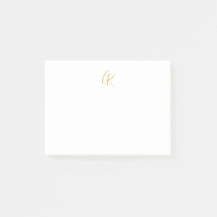 Calligraphy Gold Color Monogram Modern Minimalist  Post-it Notes