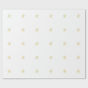Calligraphy Gold Color Monogram Modern Minimalist  Wrapping Paper