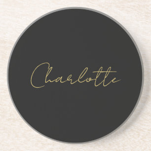 Calligraphy Gold Colour Black Custom Personal Edit Coaster