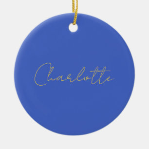 Calligraphy Gold Colour Deep Royal Custom Name Ceramic Ornament