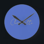Calligraphy Gold Colour Deep Royal Custom Name Round Clock<br><div class="desc">If you are looking for a simple,  legible and minimalist design,  this is for you.</div>