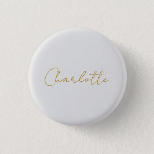 Calligraphy Gold Colour Grey Custom Personal Edit 1 Inch Round Button