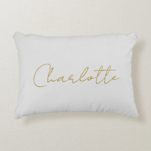 Calligraphy Gold Colour Grey Custom Personal Edit Accent Pillow