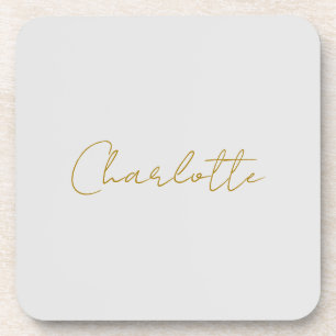 Calligraphy Gold Colour Grey Custom Personal Edit Coaster