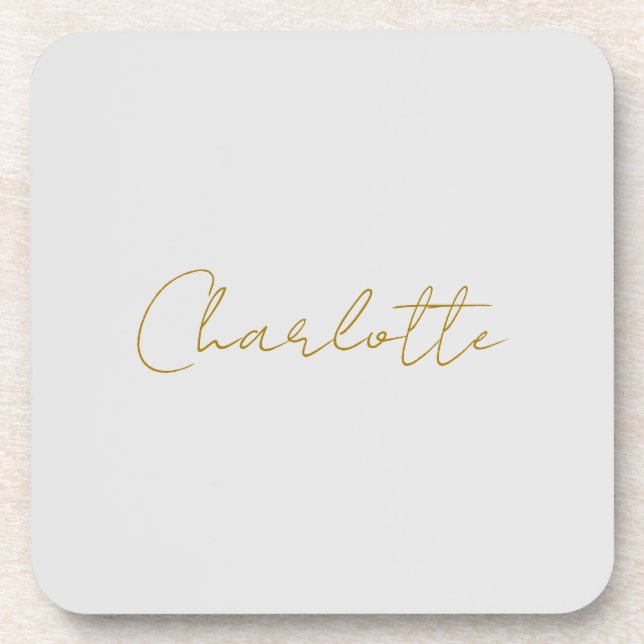 Calligraphy Gold Colour Grey Custom Personal Edit Coaster (Front)