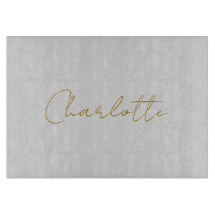 Calligraphy Gold Colour Grey Custom Personal Edit Cutting Board