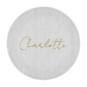 Calligraphy Gold Colour Grey Custom Personal Edit Cutting Board