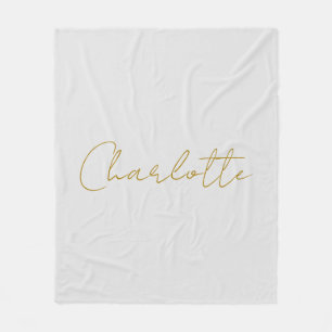 Calligraphy Gold Colour Grey Custom Personal Edit Fleece Blanket