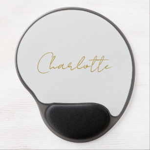 Calligraphy Gold Colour Grey Custom Personal Edit Gel Mouse Pad