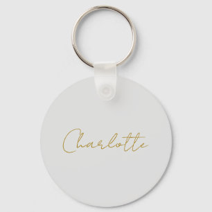 Calligraphy Gold Colour Grey Custom Personal Edit Keychain