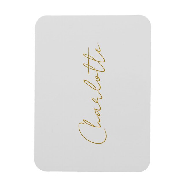 Calligraphy Gold Colour Grey Custom Personal Edit Magnet (Vertical)