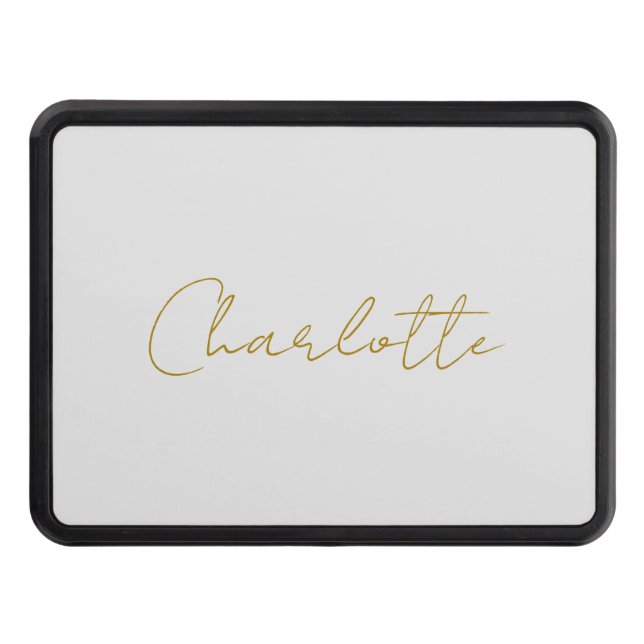 Calligraphy Gold Colour Grey Custom Personal Edit Trailer Hitch Cover (Front)