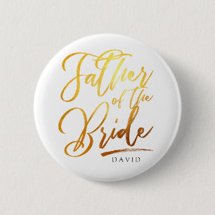 Calligraphy Gold Father of the bride elegant 2 Inch Round Button
