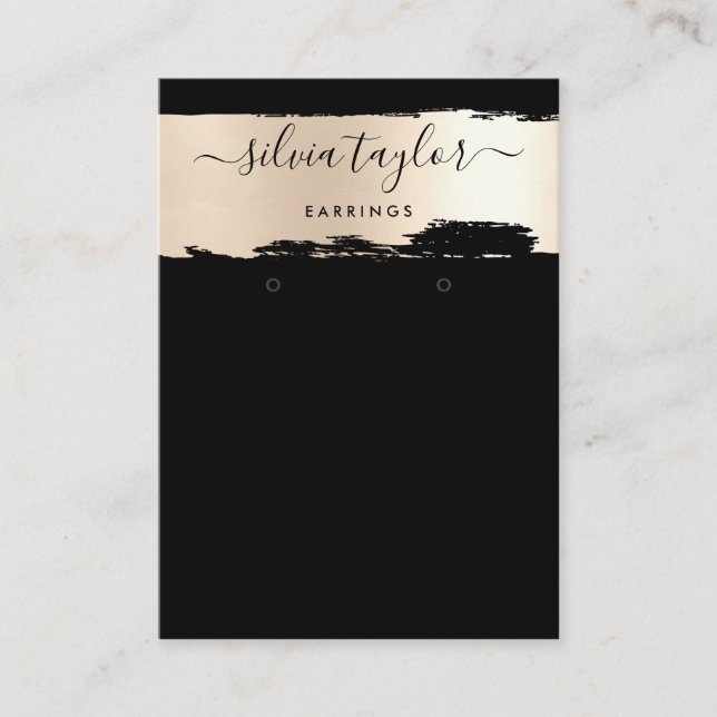 Calligraphy gold glitter Earring display card (Front)