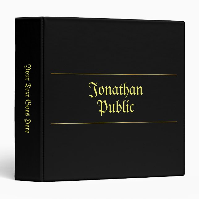 Calligraphy Gold Name Old Style Font Template Binder (Front/Spine)