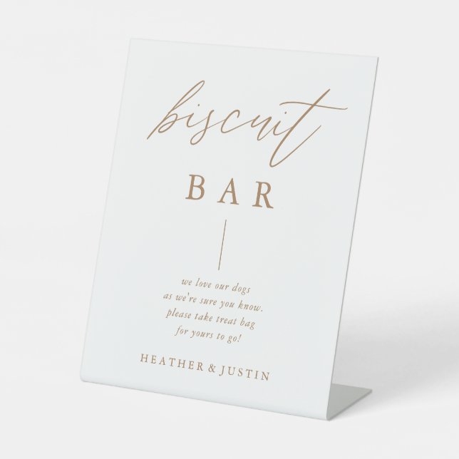 Calligraphy Gold Wedding Dog Biscuit Bar Sign (Front)