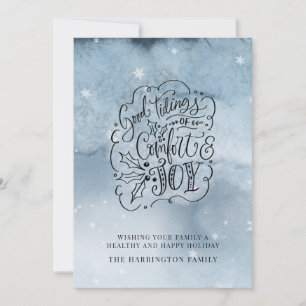Calligraphy Good Tidings Comfort and Joy Christmas Holiday Card