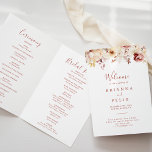 Calligraphy Graceful Floral Folded Wedding Program<br><div class="desc">This calligraphy graceful floral folded wedding program is perfect for a rustic wedding. The design features dainty watercolor white,  burgundy,  pink roses and fall leaves. 

Include a quote or short message,  order of service,  wedding party and thank you message.</div>