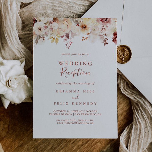 Calligraphy Graceful Floral Wedding Reception Invitation (Creator Uploaded)