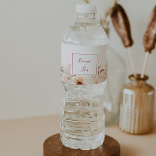 Calligraphy Graceful Floral Wedding  Water Bottle Label
