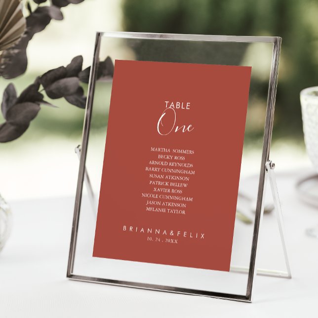 Calligraphy Graceful Table Number 1 Seating Chart (Creator Uploaded)