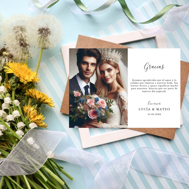 Calligraphy Gracias Spanish Wedding Thank You Card (Creator Uploaded)