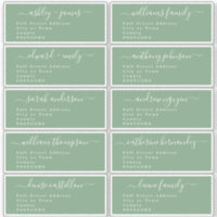 Calligraphy Green Guest Address Labels UK Layout