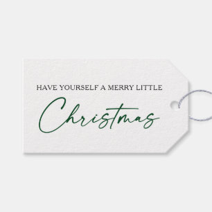 Calligraphy Green Ink Pen Minimalist Christmas Gift Tags