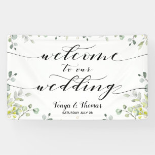 Calligraphy Greenery Eucalyptus Welcome Wedding Banner
