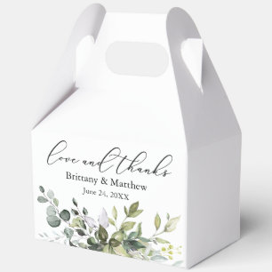 Calligraphy Greenery Wedding Love Thanks Gable Favor Box