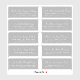 Calligraphy Grey Wedding Guest Address Labels