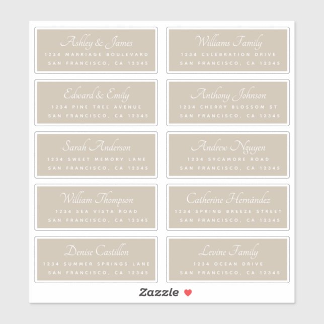 Calligraphy Guest Address Labels ORDER ON 8" or 6" (Sheet)
