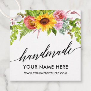Calligraphy Handmade Sunflower Floral Handmade Favour Tags