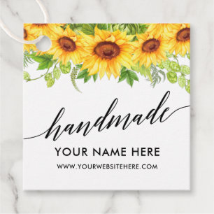 Calligraphy Handmade Sunflowers Handmade Favour Tags