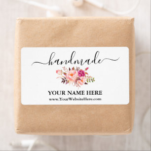 Calligraphy Handmade Watercolor Pink Floral Labels