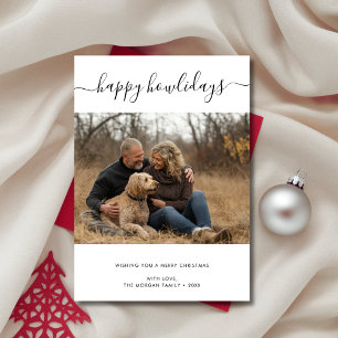 Calligraphy Happy Howlidays Dog Photo Christmas Holiday Card