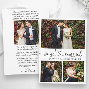 Calligraphy Heart 4 Photos Wedding After Party Announcement
