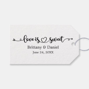 Calligraphy Heart Love Is Sweet Wedding Favour Gift Tags