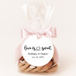 Calligraphy Heart Love Is Sweet Wedding Favour Tags<br><div class="desc">Modern Calligraphy Script Heart Minimalist Simple Love Is Sweet Wedding Favour Tags - Couple Names & Date - Black & White</div>