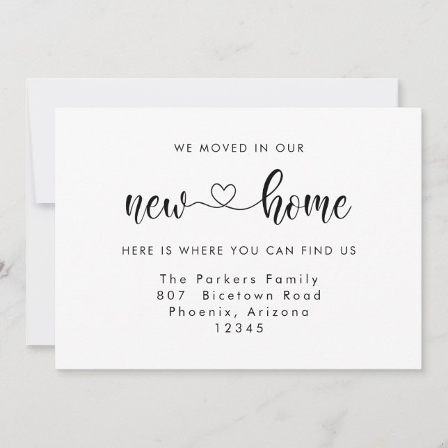 Calligraphy Heart New Home Moving Announcement (Front)