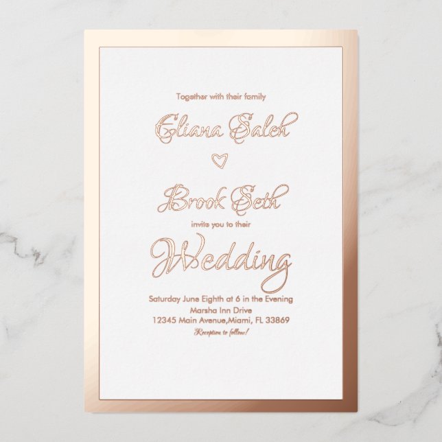 Calligraphy Heart Script Modern Wedding Pressed   (Front)